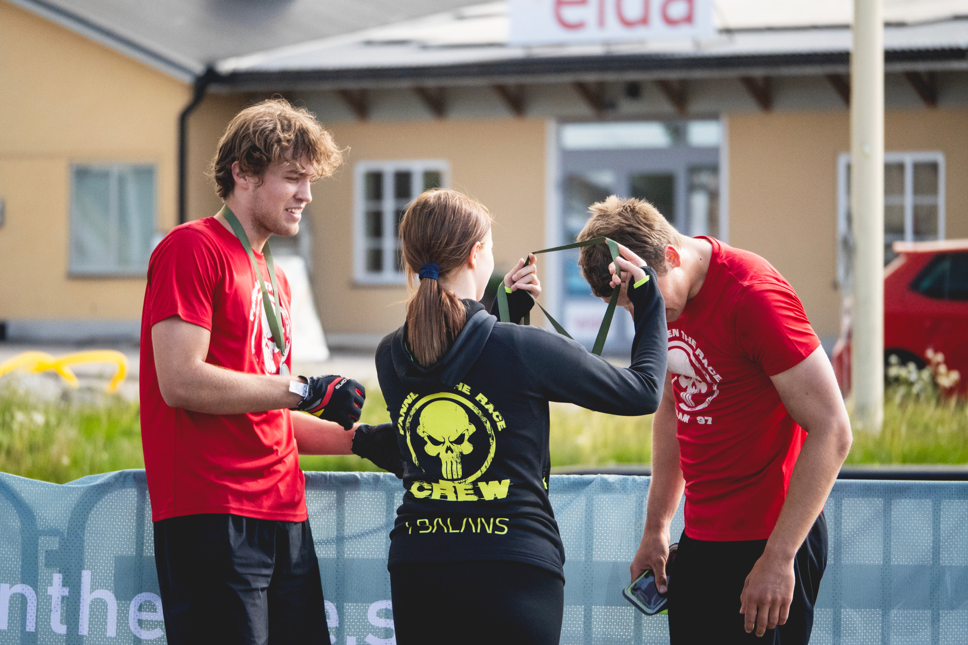 Race winners with medals